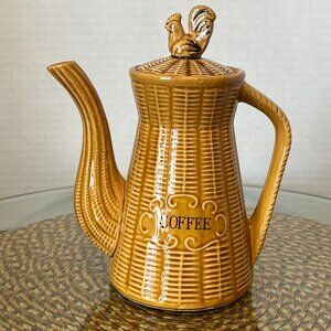 Vintage Ceramic Coffee Tea Pot w/Rooster Lid
